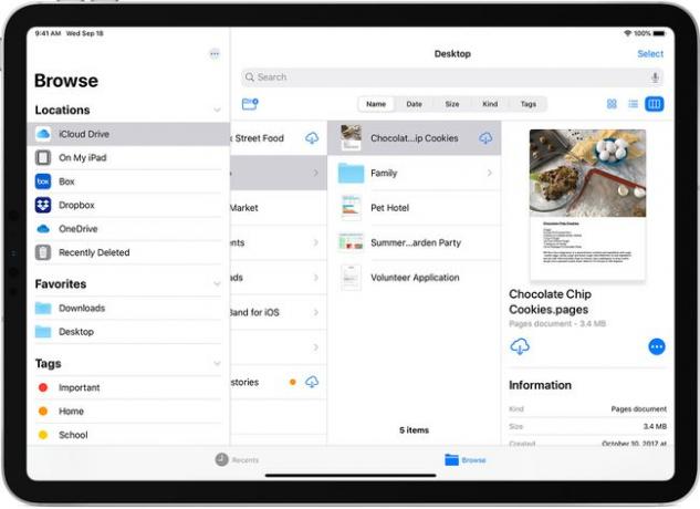 يظهر Dropbox في مواقع الملفات على iPad