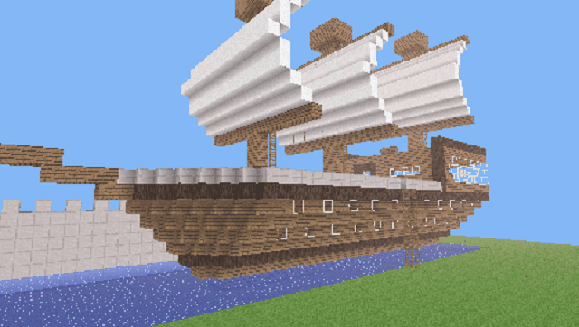 لقطة شاشة لسفينة قرصان في Lamecraft