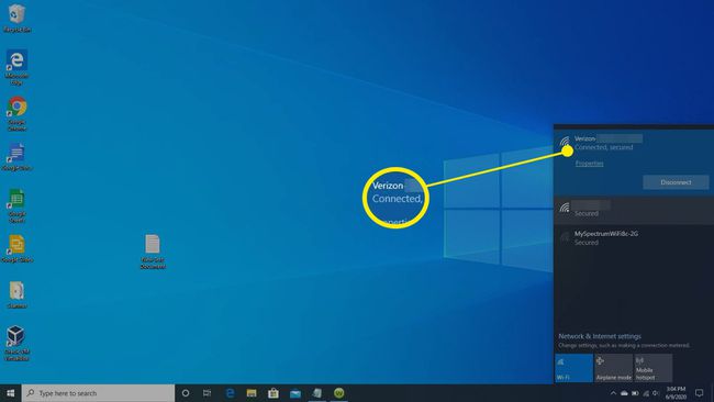 El sistema está conectado de forma inalámbrica en Windows 10.