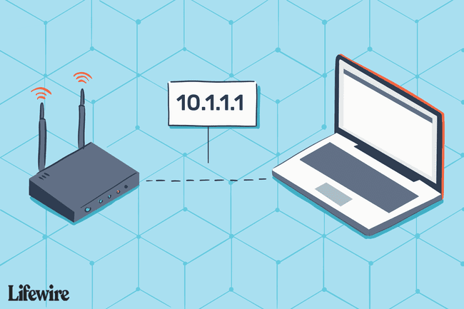 Ilustración de un enrutador inalámbrico y una computadora con la IP 10.1.1.1 entre ellos