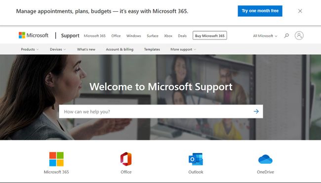 Microsoft Destek Web Sitesi Ana Sayfası