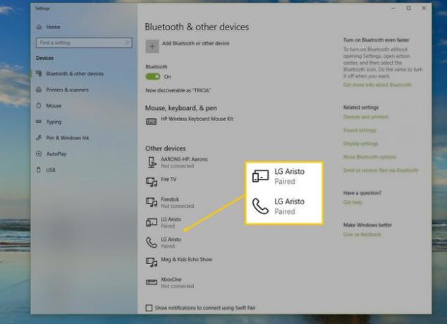 Dispositivi Bluetooth nelle Impostazioni di Windows 10