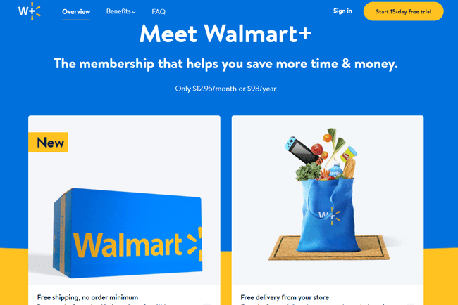 Página de información del plan de envío gratuito de Walmart +