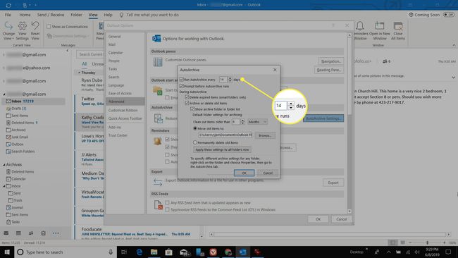 Automaatse arhiveerimise sätted Outlookis