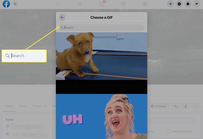 Izberite zaslon GIF v Facebooku
