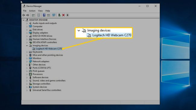 Urządzenia do obrazowania z kamery internetowej Logitech HD w Menedżerze urządzeń