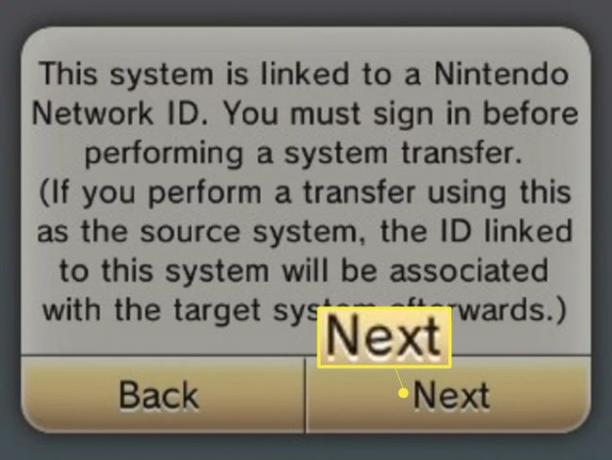 Selecciona Siguiente e ingresa tu contraseña de identificación de Nintendo Network.
