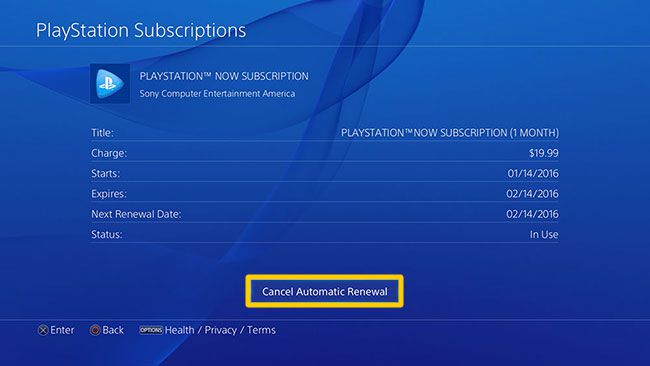 O local de onde cancelar a renovação automática do PS Now.