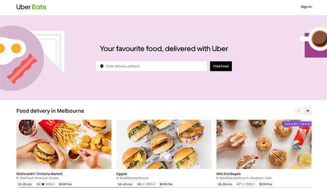 Web Uber Eats.