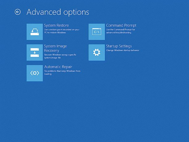 Windows 8'de Gelişmiş Başlangıç ​​Seçenekleri menüsündeki Gelişmiş seçenekler menüsü