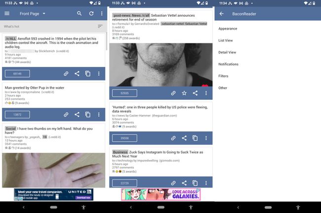 Снимак екрана апликације БацонРеадер за Реддит за Андроид.