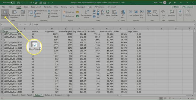 Auswählen von Pivot-Tabelle in Excel