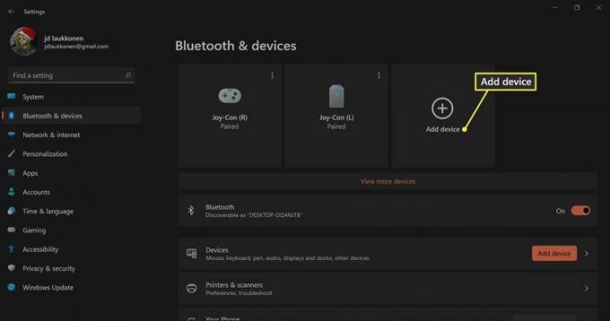 + Bluetooth에서 강조 표시된 장치 및 Windows 11의 장치 추가