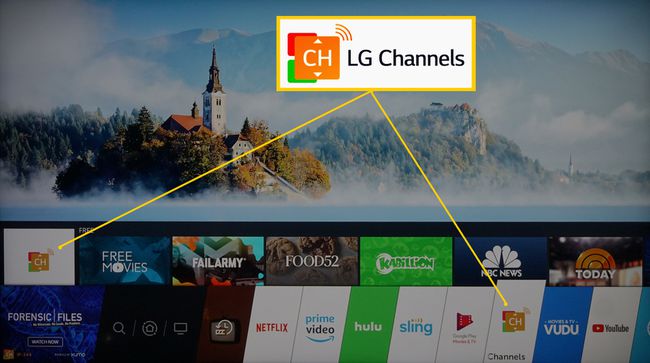 LG kanalų pasirinkimas pagrindiniame meniu