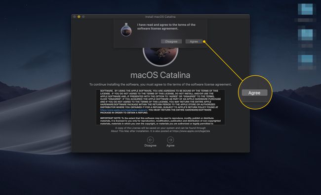 macOS CatalinaSLAの2番目の[同意する]ボタン