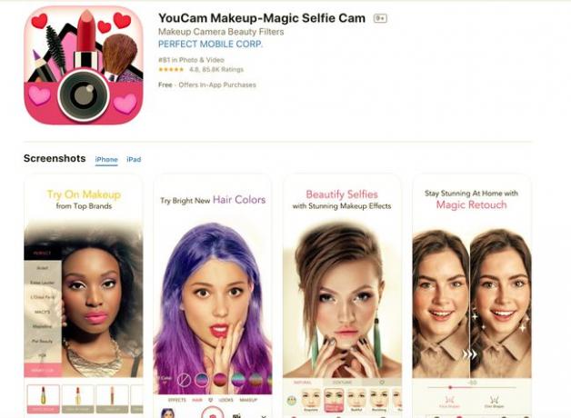 Aplikace pro změnu barvy vlasů YouCam Makeup-Magic Selfie Cam