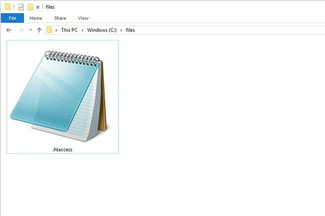 Arquivo HTACCESS no Windows 10 que abre com o Bloco de Notas