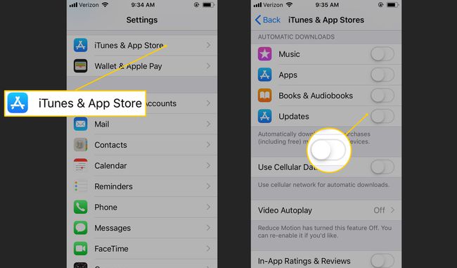 iTunes e App Store, atualização DESLIGADA