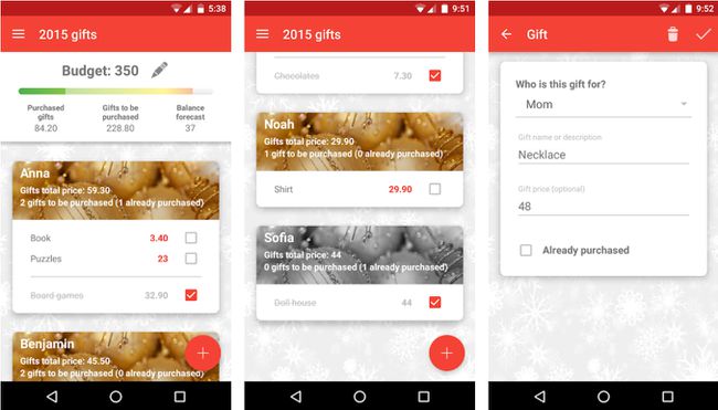 Weihnachtsgeschenke und Budget-App für Android