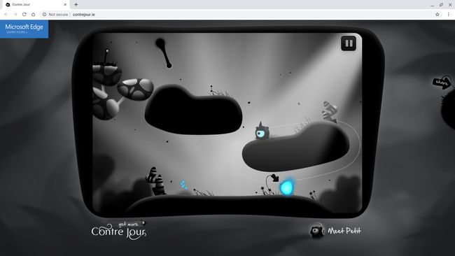 Στιγμιότυπο του παιχνιδιού Contre Jour, με ήρωα σε μια " blob" στα δεξιά