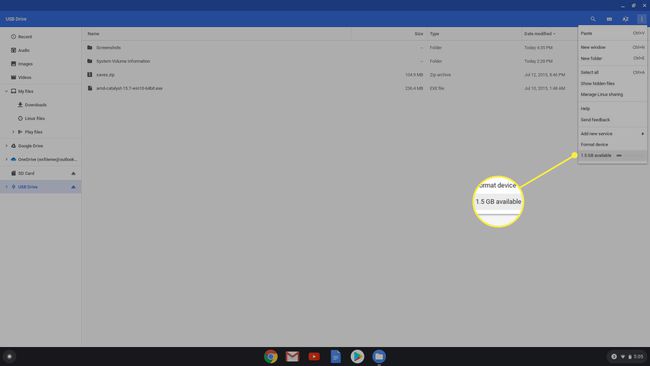 Chrome OS Find drevkapacitet