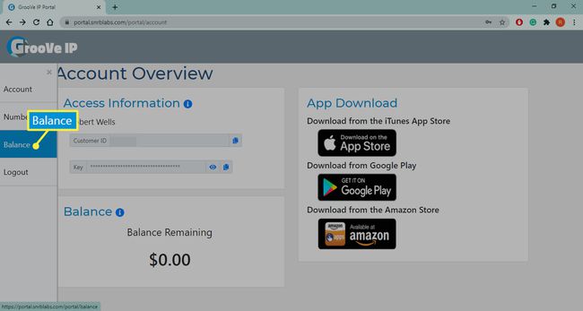 GrooVeIPポータルの残高