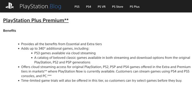 PlayStationPlusプレミアムプランの詳細