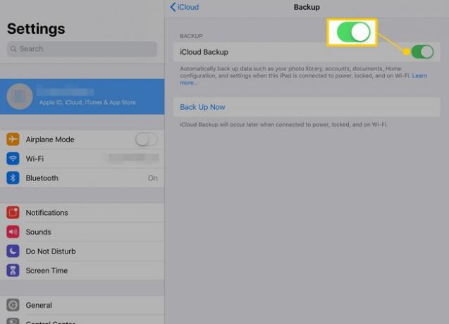 iCloud Backup على iPad