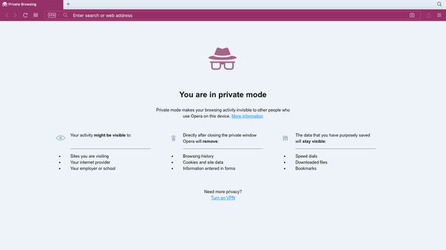 Modo privado en Opera
