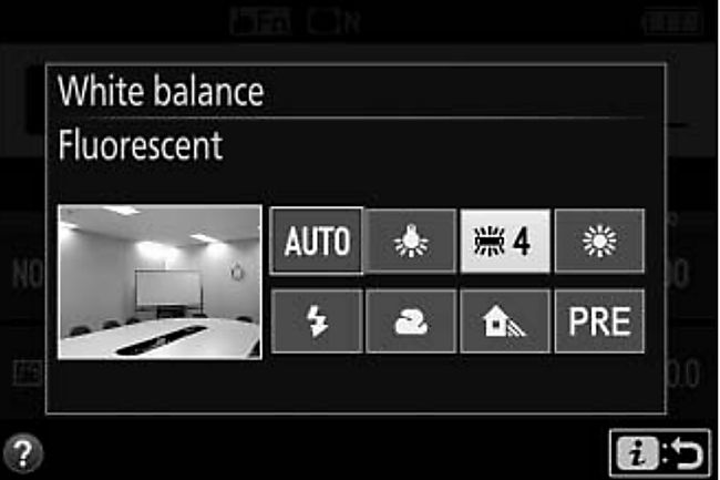 Меню баланса белого на фотоаппарате Nikon