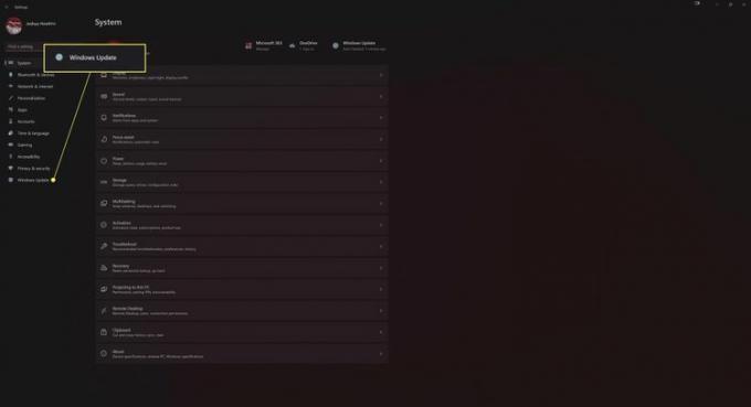 Windows 11-innstillingsside med Windows Update uthevet