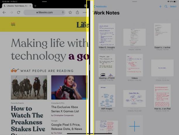 مقسم الشاشة المنقسمة على جهاز iPad.