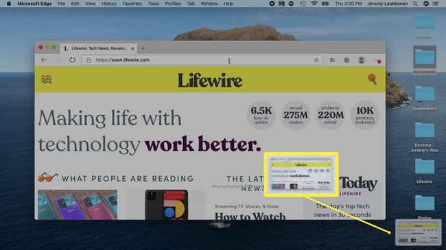 Kako vedeti, ali ste uspešno zajeli celoten posnetek zaslona okna na Macu.