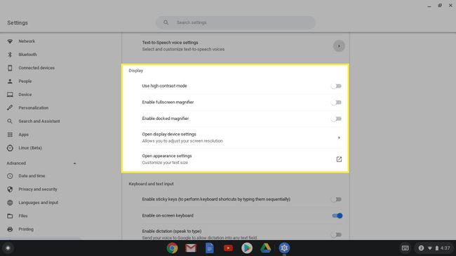 Skærmindstillinger i ChromeOS