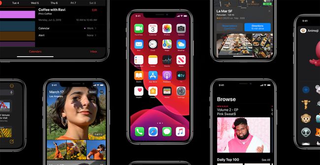 Eine Reihe von iOS 13-Screenshots auf iPhones