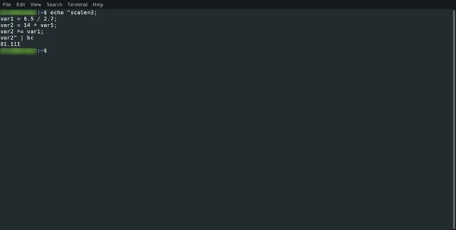 Linux bc с переменными