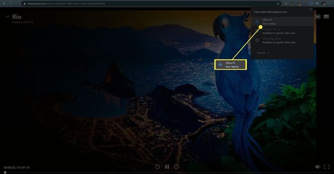 डिज्नी प्लस वीडियो चलाने के साथ क्रोम में कास्ट करना बंद करें।