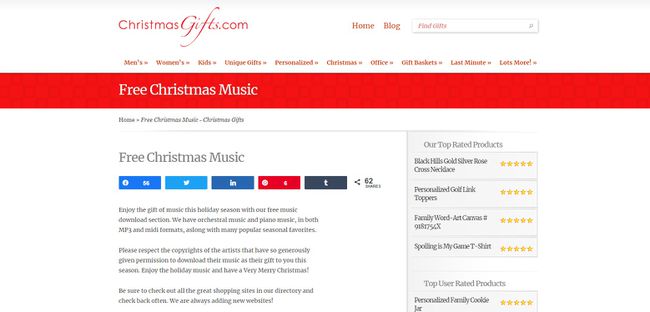 Δωρεάν σελίδα Χριστουγεννιάτικη Μουσική στο ChristmasGifts.com