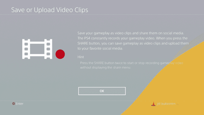 PS4 클립 업로드 메시지의 스크린샷.