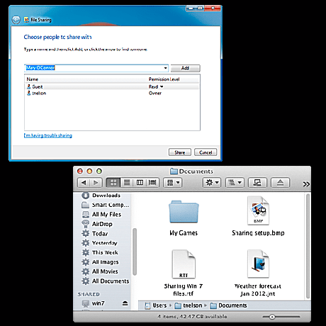 Sdílejte soubory Windows 7 s OS X Lion