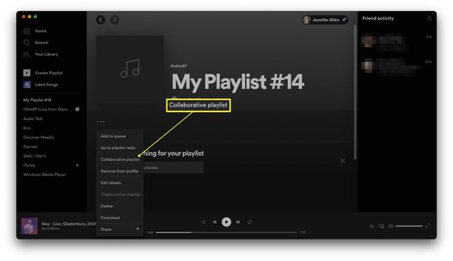 共同プレイリストが強調表示されたSpotifyプレイリスト