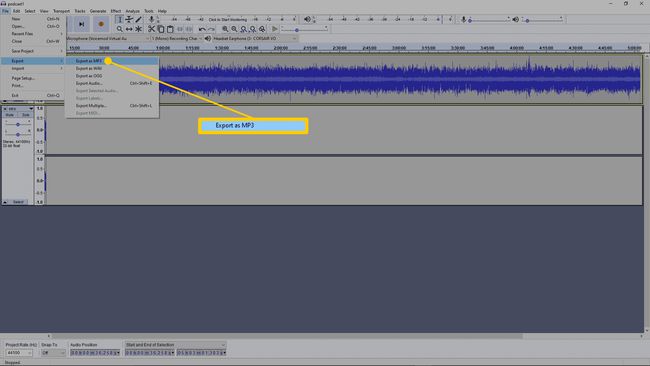 การส่งออกพอดคาสต์ใน Audacity