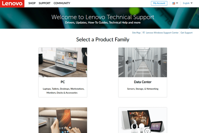 Lenovo Teknik Destek sayfası