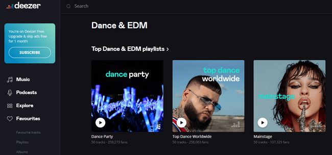 Deezerova taneční a EDM hudební stránka