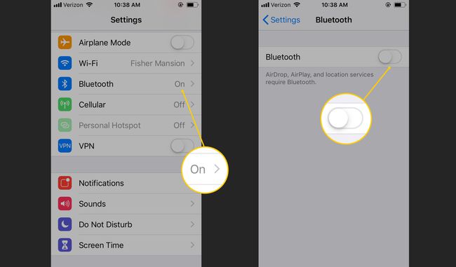 Bluetooth, desligue nas configurações do iOS