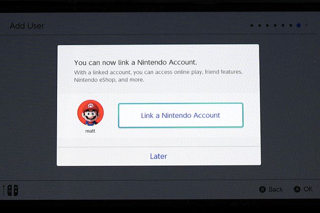 Nintendo Switch OLED는 Nintendo 계정 화면에 연결을 설정합니다.