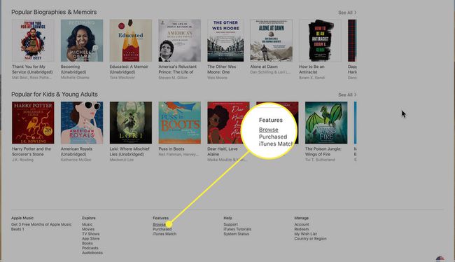 iTunes Store ekrānuzņēmums ar izceltu sadaļu Pārlūkot