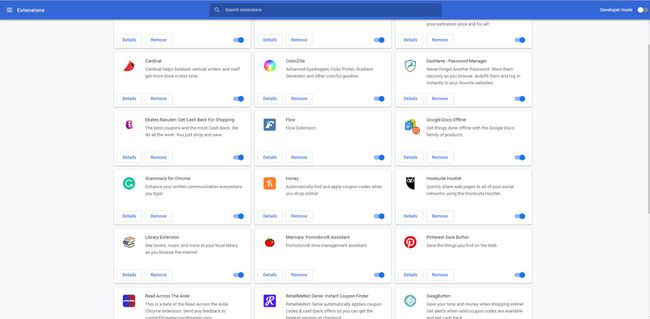 Screenshot van Google Chrome-extensies