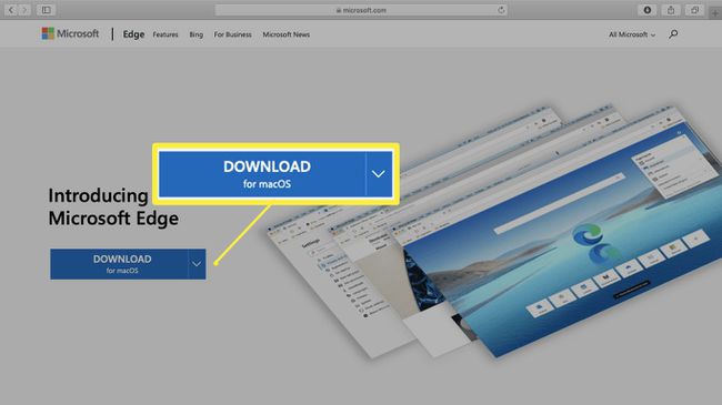 Una captura de pantalla del sitio de descarga de Microsoft Edge en Safari.