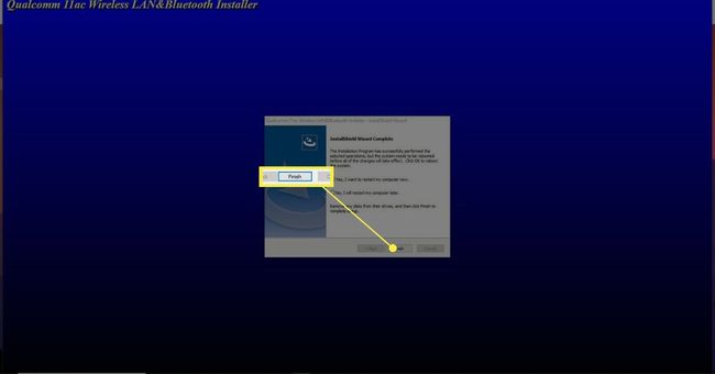 Valmis-painike päättää ohjaimen asennuksen ja käynnistä tietokone uudelleen. 